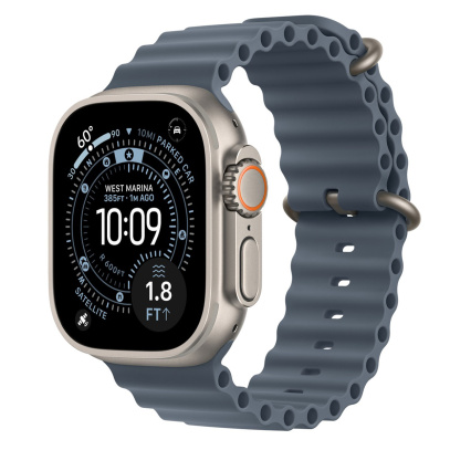 Apple Watch Ultra 3 (2025), 49 мм корпус из титана цвета «Natural», ремешок Ocean Band цвета «Anchor Blue»