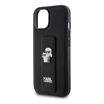 Чехол Karl Lagerfeld для iPhone 15 Karl hc gripstand saffiano kc pins (KLHCP15SGSAKCPK) Черный