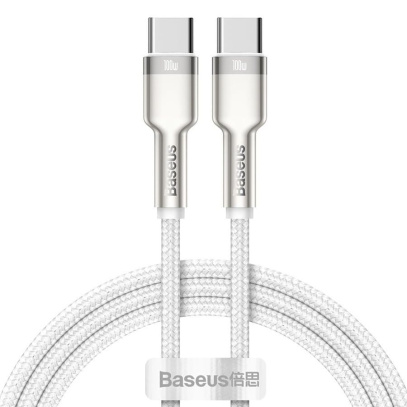 Кабель Baseus Cafule Series Metal Data Cable Type-C - Type-C, 100W, 1 м (CATJK-C02) Белый
