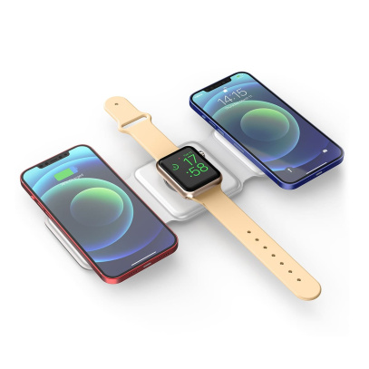 Беспроводная зарядка WiWU Foldable 3в1 Wireless Charger (M6) Белый