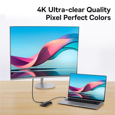 Хаб Baseus Lite Series 6-Port Type-C HUB Docking Station (Type-C to HDMI+USB3.0x2+PD+SD/TF) (WKQX050101) Черный