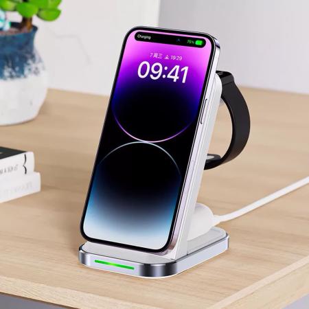 Беспроводное зарядное устройство AceFast Wireless Charger Desktop Holder 3в1 (E15) White, белый