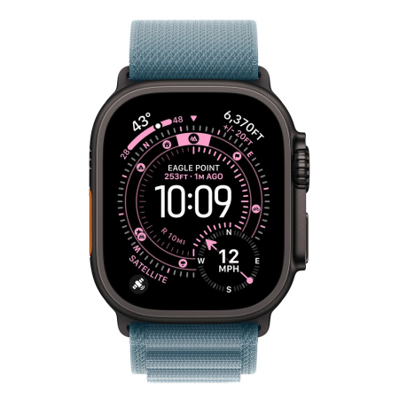 Apple Watch Ultra 3 (2025), 49 мм корпус из титана цвета «Black», ремешок Alpine Loop размера M цвета «Light Blue»