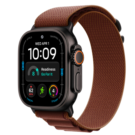 Apple Watch Ultra 4, 49 мм корпус из титана цвета «Black», ремешок Alpine Loop цвета «Burgundy» размера M