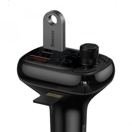 Автомобильное зарядное устройство с функцией FM-трансмиттера Baseus Quick Charger T typed Wireless MP3 (CCTM-B01) Черный