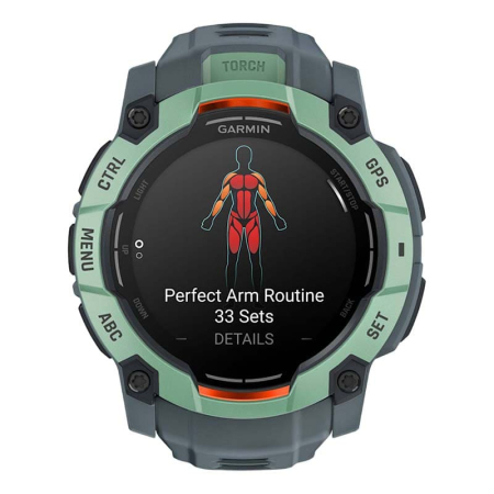 Часы Garmin INSTINCT 3 AMOLED 50мм Neo Tropic, зеленый с серым ремешком