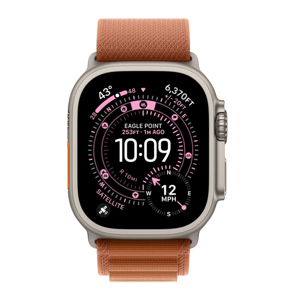Apple Watch Ultra 3 (2025), 49 мм корпус из титана цвета «Natural», ремешок Alpine Loop размера S цвета «Terra Cotta»