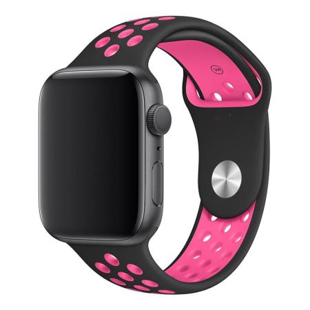 Ремешок Nike+ "Silicone Sport Band" Apple Watch 42/44 мм Черно-розовый