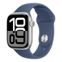 Apple Watch Series 10, 42 мм корпус из алюминия цвета «Silver», ремешок Sport Band размера M/L цвета «Denim»
