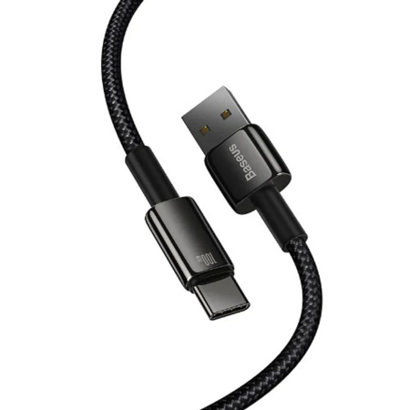 Кабель Baseus Tungsten Gold Fast Charging Data USB - Type-C, 100W, 1 м (CAWJ000001) Черный