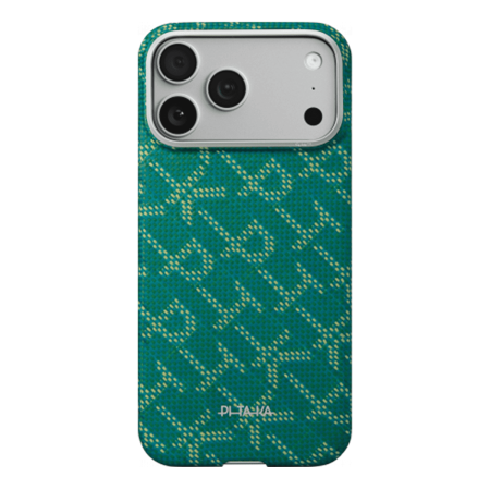 Чехол для iPhone 17 Pro Max Pitaka Monogram Edge Case (KI1701PTKP) Зелёно/золотой