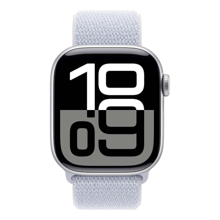 Apple Watch Series 10, 42 мм корпус из алюминия цвета «Silver», ремешок Sport Loop цвета «Blue Cloud»