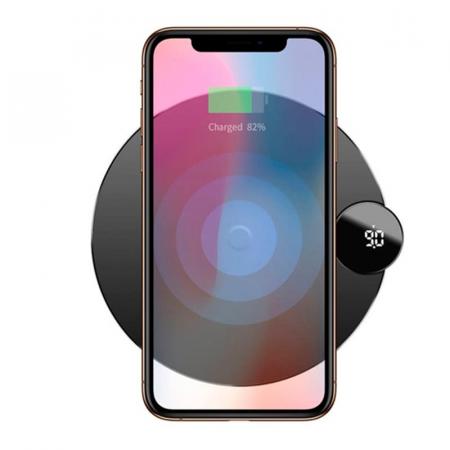Беспроводное зарядное устройство Baseus Led Display Wireless Charger (WXSX-01) Black, черный