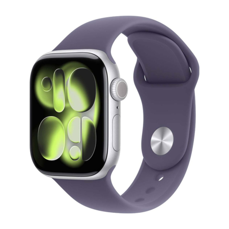Apple Watch Series 11, 46 мм корпус из алюминия цвета «Silver», ремешок Sport Band размера M/L цвета «Purple Fog»