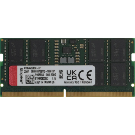 Оперативная память Kingston (KVR64V52BS8) 32 DDR5 32GB 6400MHz CL52 SO DIMM 1x32GB