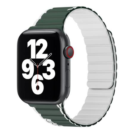 Магнитный силиконовый ремешок для часов iWatch на 42/44/45/49 мм WiWU Smart Magnetic Silicone (Wi-WB010) Green+Gray