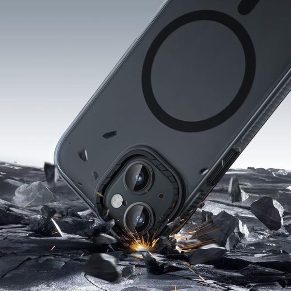 Чехол hoco. DROP PROOF Magnetic Smartphone Case для Apple iPhone 15 Plus Прозрачный черный