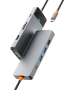 Хаб WiWU Linker Series Hub 9в1 (USB-C to USB3.0*2+USB2.0*1+SD/TF+PD+USB-C(3.0)+HDMI+VGA) (A921HV) Серый
